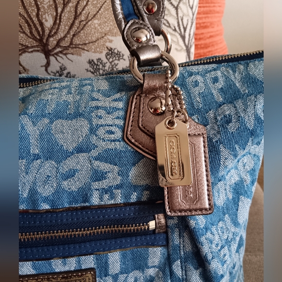 Coach Bags Coach Poppy Denim Glam Tote Bag Euc Poshmark
